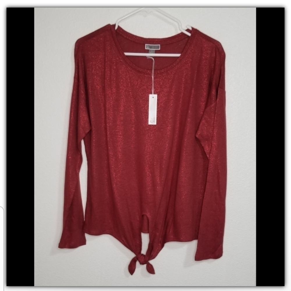 Nwt Chelsea 28 Tie Front Foil Top Size Medium Shimmery Top — image 2 of 3